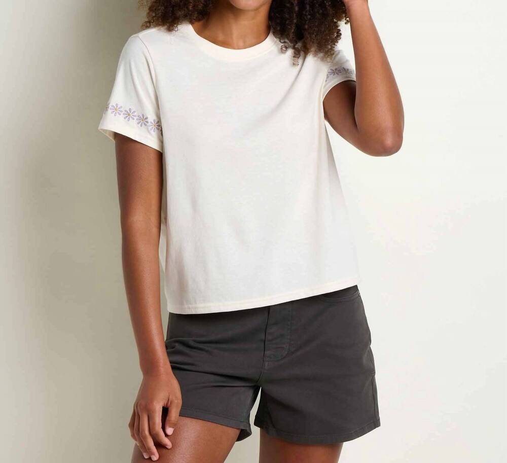 NEW TOAD&CO re-form embroidered crew shirt in salt embroidery